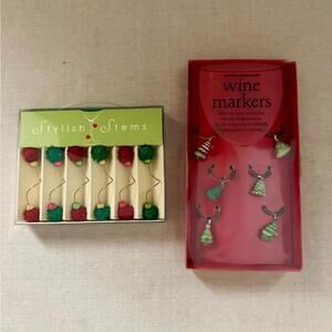 Christmas Festive Tree Wine Charms Decorations  - NIB _ set of 2